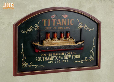Đài tưởng niệm Titanic Trang trí tường bằng gỗ Mảng nhựa tàu du lịch bằng gỗ cổ dấu hiệu quán rượu
