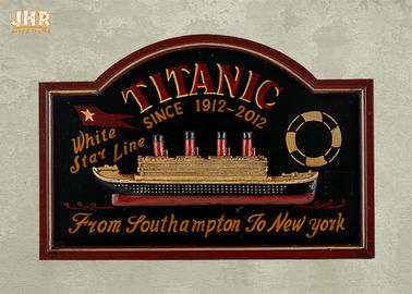 Trang trí tường gỗ trang trí tưởng niệm Titanic tường mảng gỗ Pub gỗ ký tàu nhựa