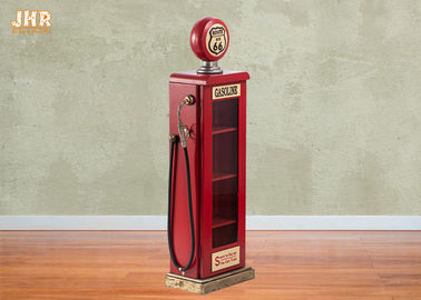 Tủ lưu trữ cổ Tủ bơm khí bằng gỗ Tủ trưng bày MDF Giá lưu trữ màu đỏ