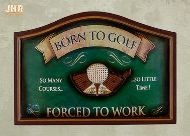 Câu lạc bộ Golf Trang trí tường Cổ bằng gỗ Dấu hiệu Trang trí Tường Golf Mảng màu xanh lá cây